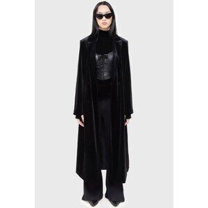 Killstar Womens Shadowborne Coat Sz XL Black Velvet Maxi Full Length Goth NWT